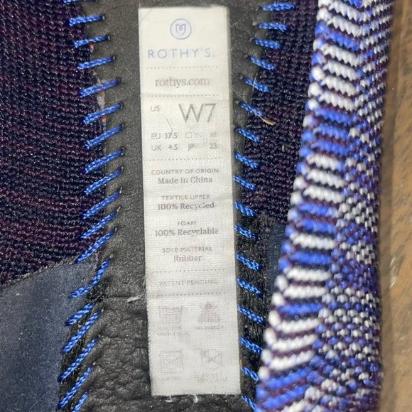 ROTHY'S The Point Blue Birdseye Flats Orange Sole RETIRED RARE Size 7W - Picture 11 of 12